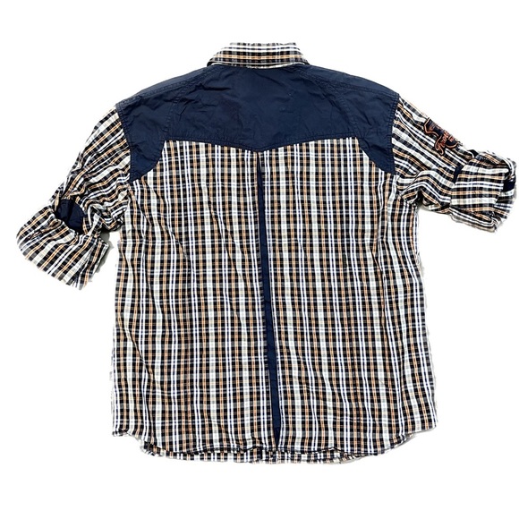 Parish Nation Plaid Roll Tab Long Forever Strong Sleeve Shirt Size 2X - Picture 5 of 11